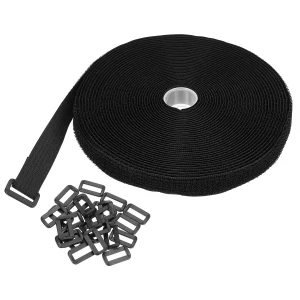 1 Reusable adjustable hook-and-loop cable tape 0.8 inches x 33 feet black, with 50 buckles