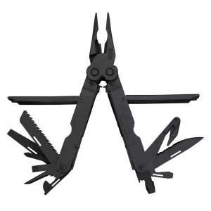 1 Stainless steel folding V-shaped cutting machine 18 tool multi-functional pliers, with screwdriver, can opener, gripper and cutter, black oxidized surface treatment