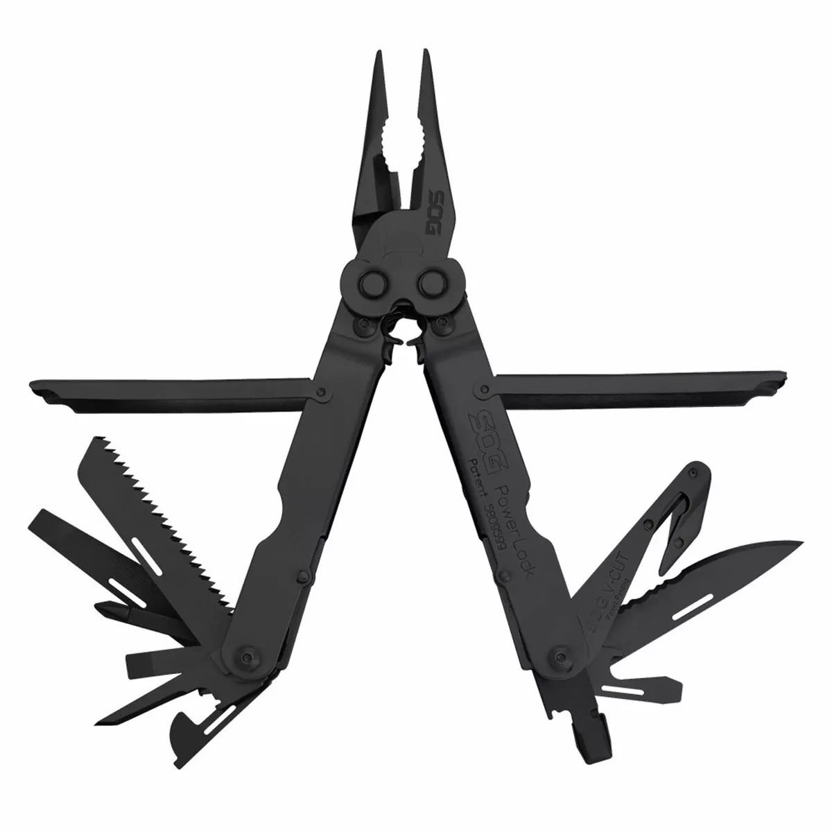 Stainless steel folding V-shaped cutting machine 18 tool multi-functional pliers, with screwdriver, can opener, gripper and cutter, black oxidized surface treatment